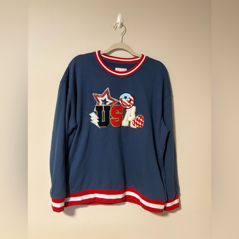 Simply Southern USA Patchwork Sweatshirt Large